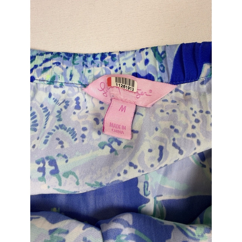 Lilly Pulitzer Pim‎ Jumpsuit Strapless Wide Leg Sea Sirens Print Blue Sz M Beach - Picture 4 of 7
